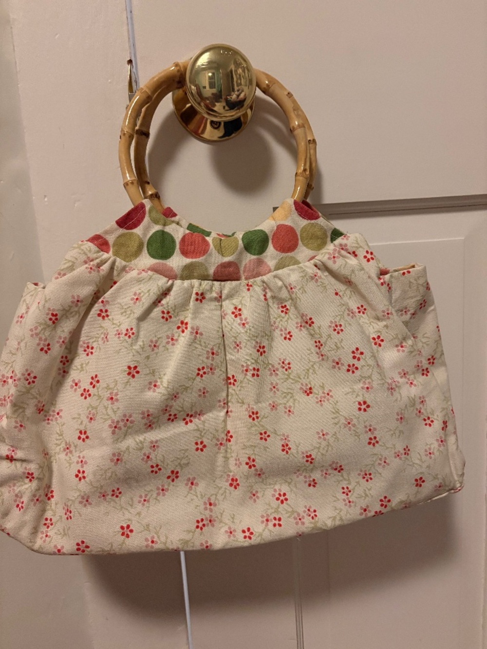 cute 2000s floral and pokadot bag